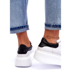 Lemar Női bőr sportcipő a fehér platformon 4