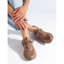 Női sportcipő barna Big Star LL274416 Memory Foam bézs 2