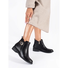 Fekete női Chelsea csizma arany elemekkel 1