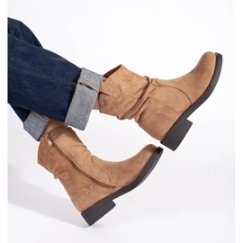 Női sötétbézs velúr cowboy csizma 1