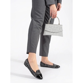 Női fekete-fehér lapos balerinacipő 1