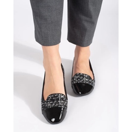 Női fekete-fehér lapos balerinacipő 2