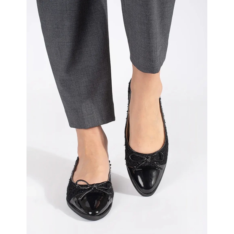 Fekete csillogó balettlakások masnival 1