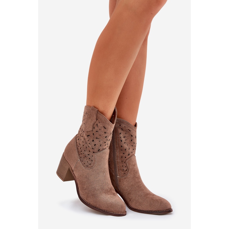 Nyílt munkás csizma női magas sarkú cipő s.barski hy51-125 barna 1