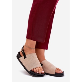 Női szandál öko velúr bézs platformon 1