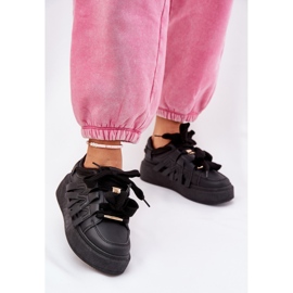 Öko bőr cipők a fekete platformon 1