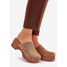 Ellopja a női flip -flopokat öko velúr csapokkal barna 1