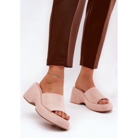 Eco Suede női papucs a peronon és a rózsaszín ékek 2