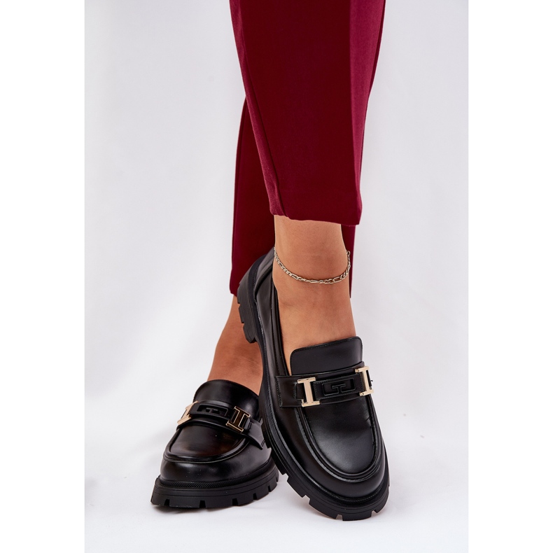 Női mokaszinok öko -bőr fekete 2