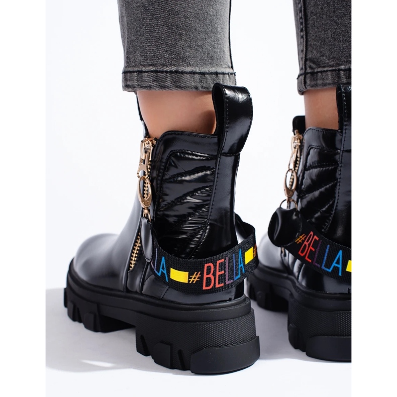 Női platform bokacsizma fekete 2