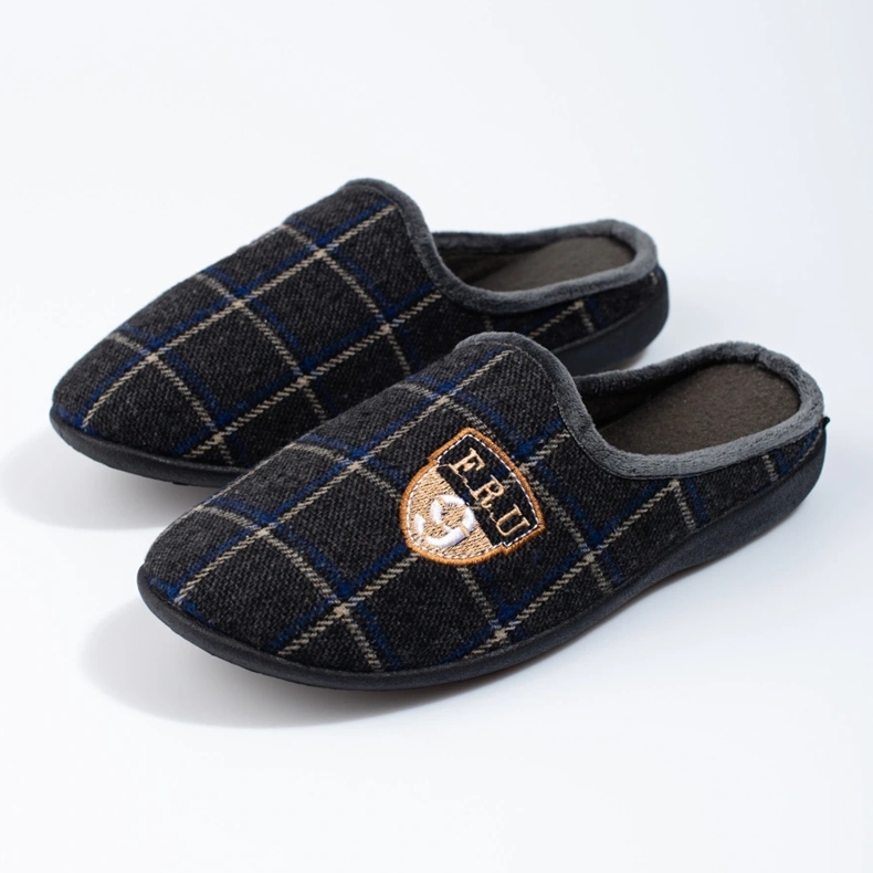 Shelovet szürke kockás férfi papucs 1