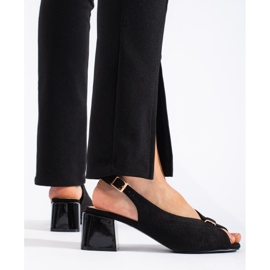Goodin Elegáns fekete magas sarkú szandál 2