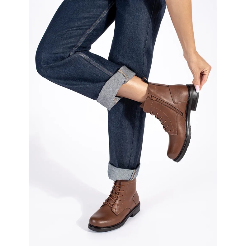 Barna női bőr fűzős bokacsizma Sergio Leone-tól 2