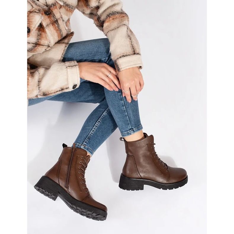 Sergio Leone sötétbarna bőr bokacsizma vastag talppal 2