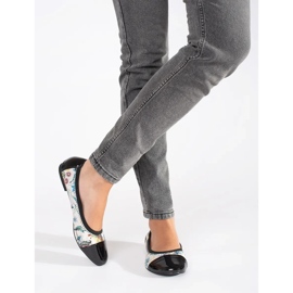 Goodin Virágmintás, patentos orrú balettlakások fekete 2