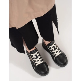 Goodin Fekete bőr cipők egy vastag talpon 2