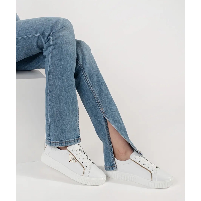 Goodin Bőrfehér cipők egy vastag talpon 2