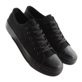 Fekete fekete, egyszínű női tornacipő 4