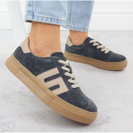 Bőr sportcipő a Grey Filippo DP6798 platformon szürke 2