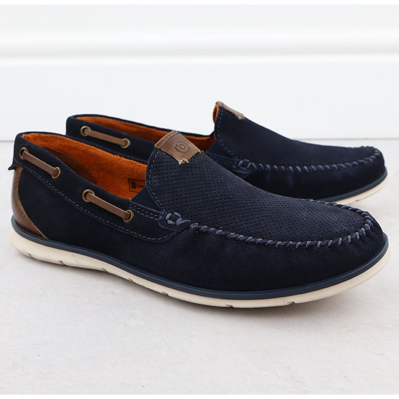 Női bőr cipők kényelmes sötétkék Bugatti RR153018 1