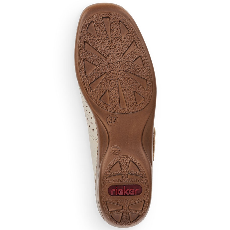 Bézs bőr cipő a tépőzáras bézs rieker 41399-14-hez 2