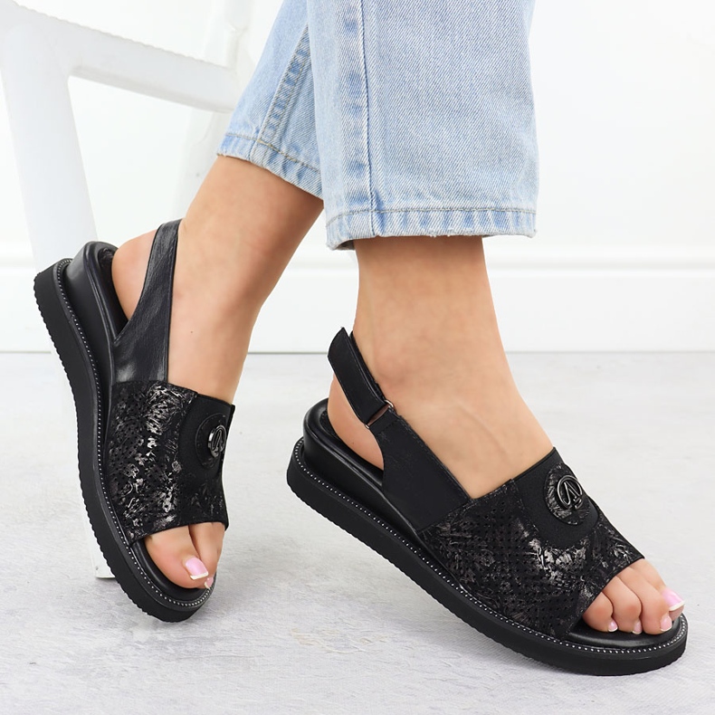 Női szandál egy gumi fekete jezzi rmr2267-2 platformon 1