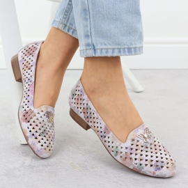 M. DASZYŃSKI Alacsony sarkú női cipő virágokkal M. Dasyński SA222-3 sokszínű 1