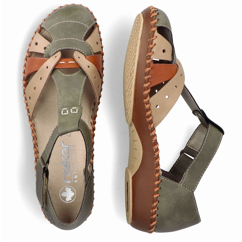 Női kényelmes szandál tépőzáras, beépített zöld ujjak rieker m1655-54 2