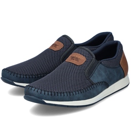 Férfi cipő Kényelmes haditengerészet Loafers Rieker 11954-14 kék 2 Férfi cipő Kényelmes haditengerészet Loafers Rieker 11954-14 kék 2