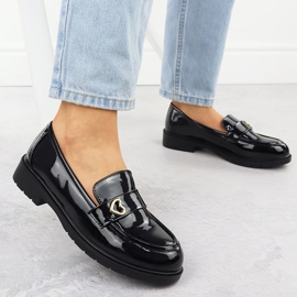 S.Barski Moccasins női lakkozott cipő fekete S. Barski Hy51-379 2