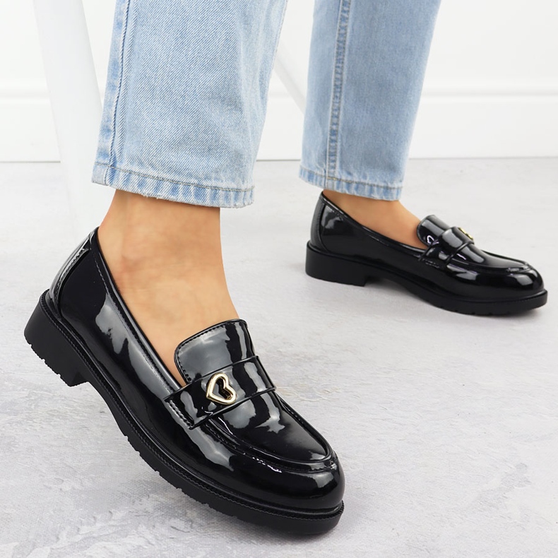 S.Barski Moccasins női lakkozott cipő fekete S. Barski Hy51-379 2