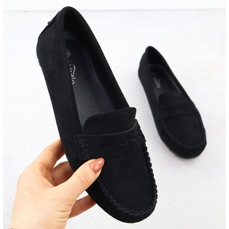 Evento Moccasins női fekete esemény 7673 női velúr cipő 1