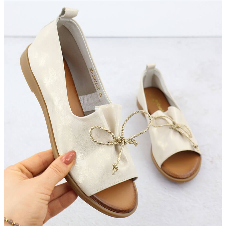 Cambell Bőr cipő csupasz ujjaival arany camell sz00656 aranysárga 1