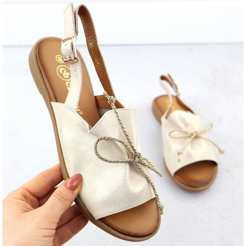 Cambell Női bőr szandál camell sz00657 aranysárga 1