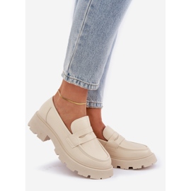 Női Eco bőr mokaszin, világos bézs 1