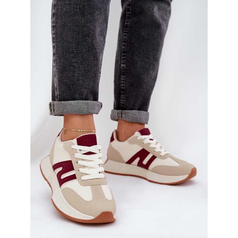 Női sportcipő bézs-kék platformon 2