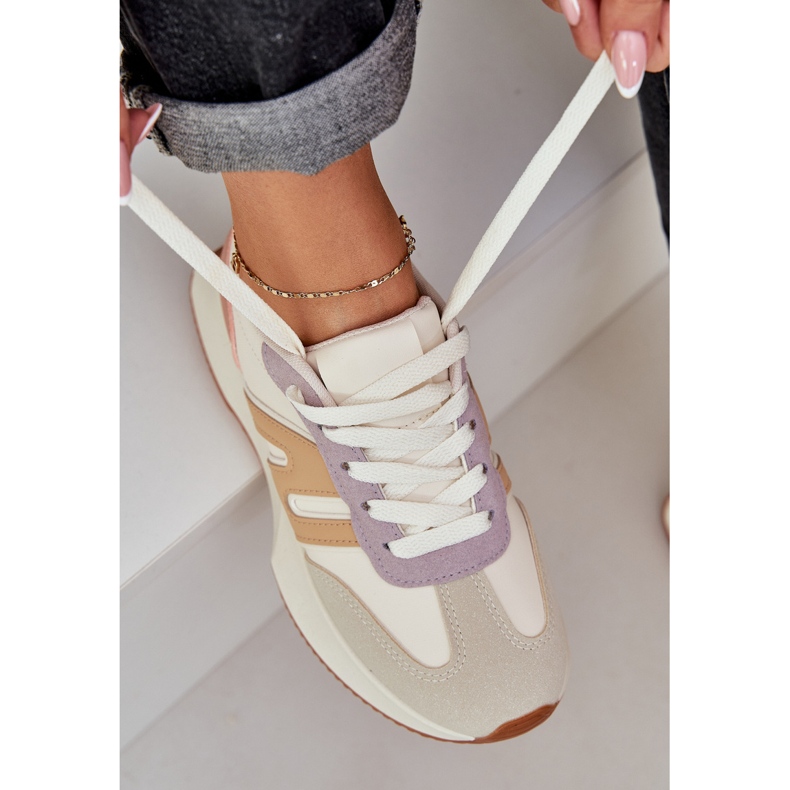 Női sportcipő többszínű platformon bézs 2