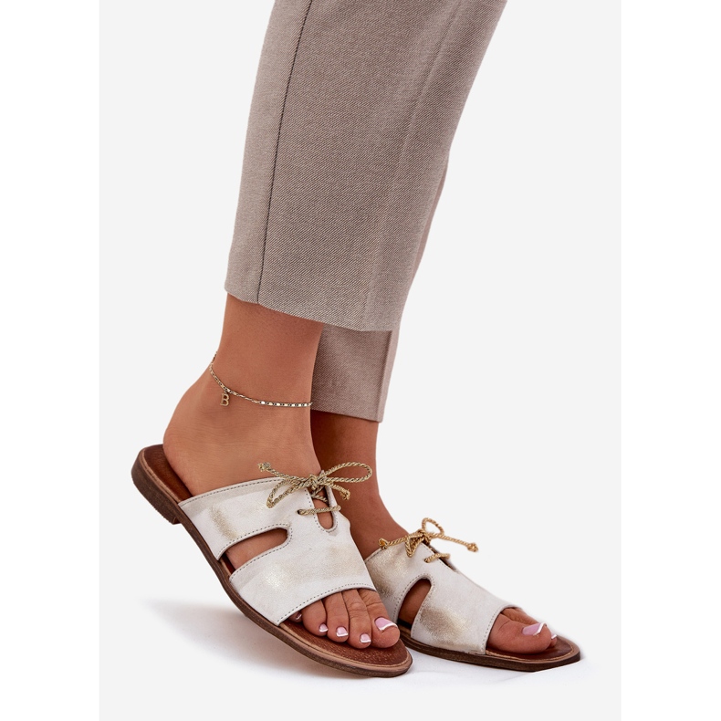 Női bőr flip flip flops zazoo 3022 arany törölt aranysárga 1