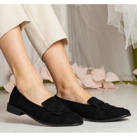 Fekete női klasszikus loaferek, ekozamszból készültek 2