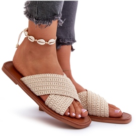 Big Star NN274078 BEIGE BIG csillagból készült női flip -flopok bézs 4