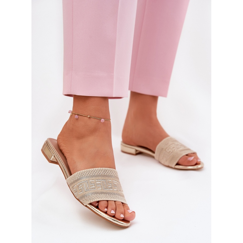 Lapos, feeding női flip -flops arany aranysárga 2