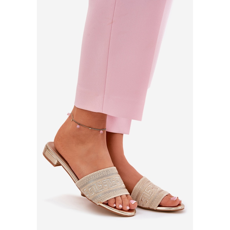 Lapos, feeding női flip -flops arany aranysárga 1