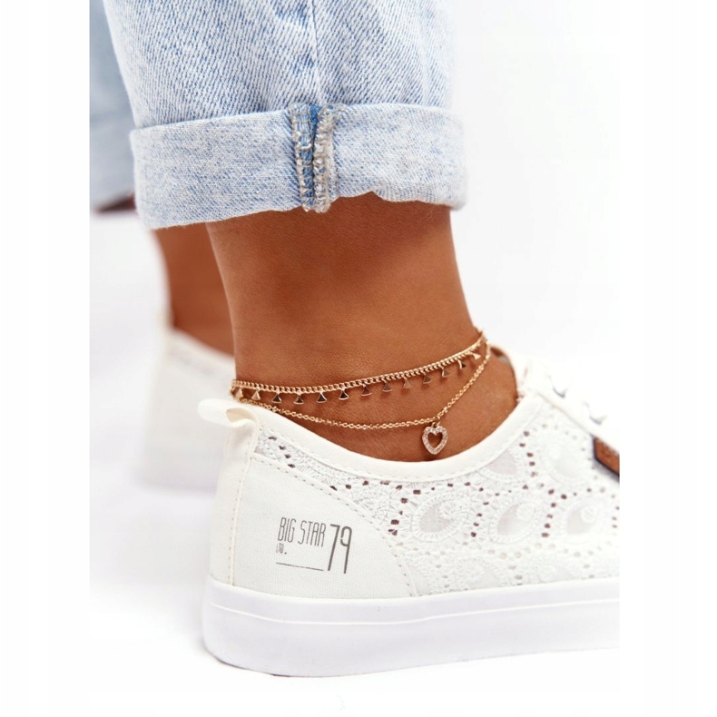 Big Star Női nagy csillag W274925 csipke cipők fehér 2