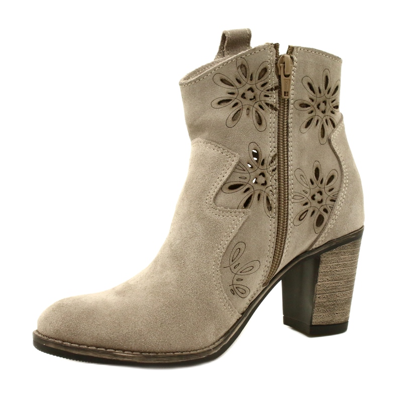 Olivier Nyílt munkás női bőrcsizma világosszürke bézs 2