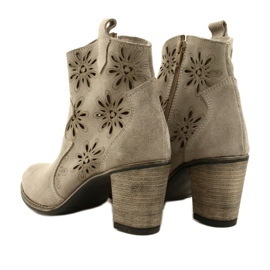 Olivier Nyílt munkás női bőrcsizma világosszürke bézs 5