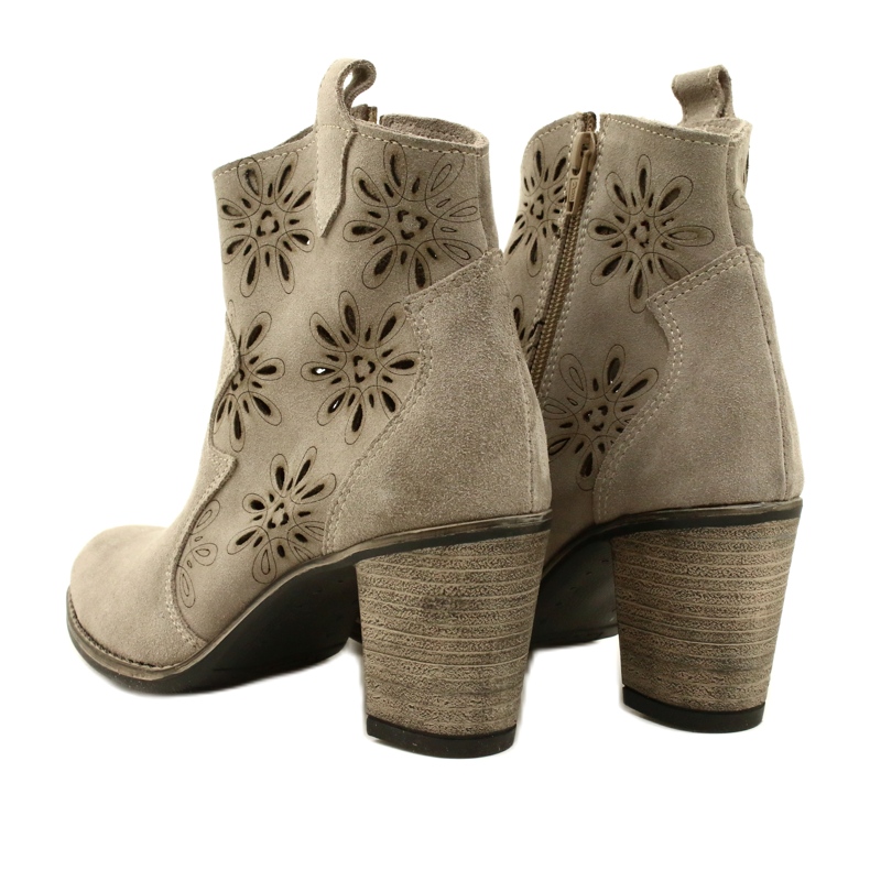 Olivier Nyílt munkás női bőrcsizma világosszürke bézs 5