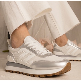 Fehér-srebrne cipők női sport 1