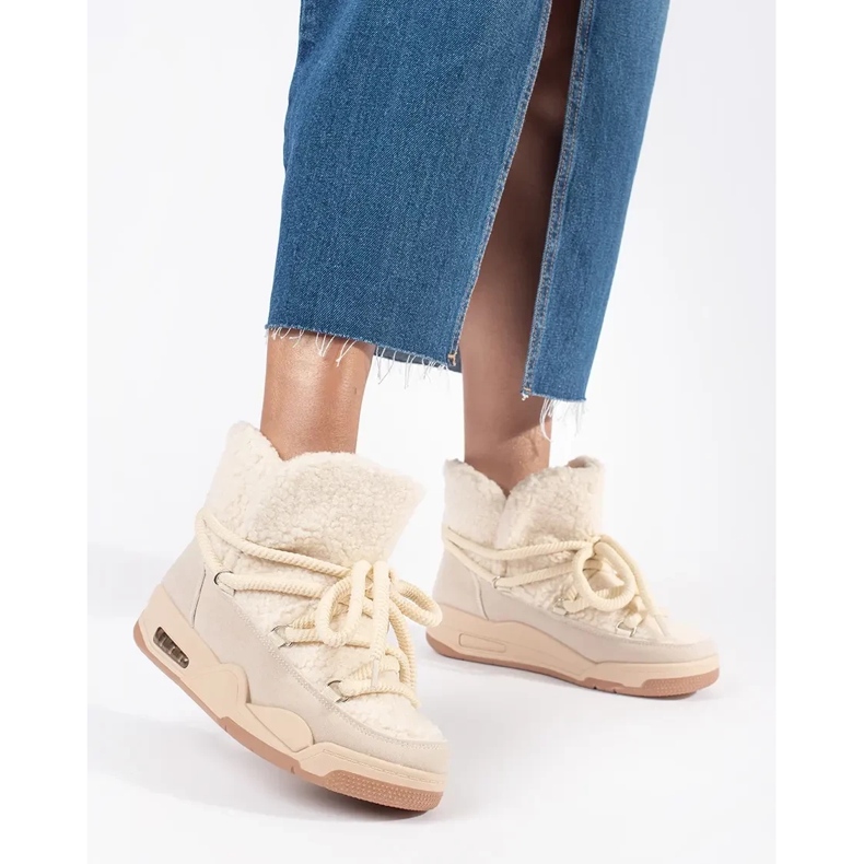 Seastar Bézs színű női hócsizma vastag talppal 2