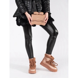 Női barna fűzős hócsizma vastag talppal 1 Női barna fűzős hócsizma vastag talppal 1