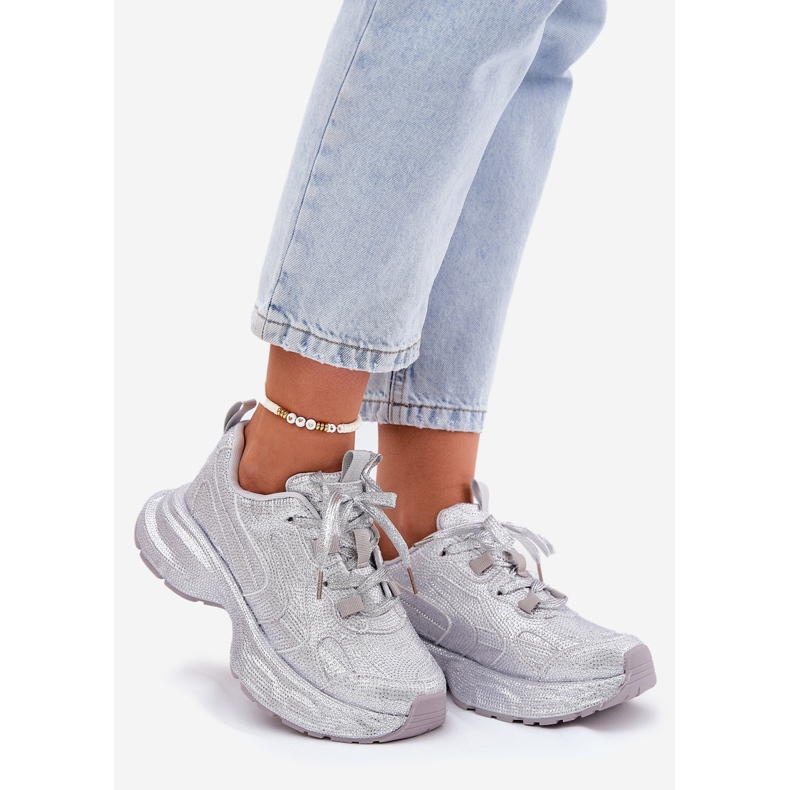 Ezüst cirkonokkal díszített női cipők 1